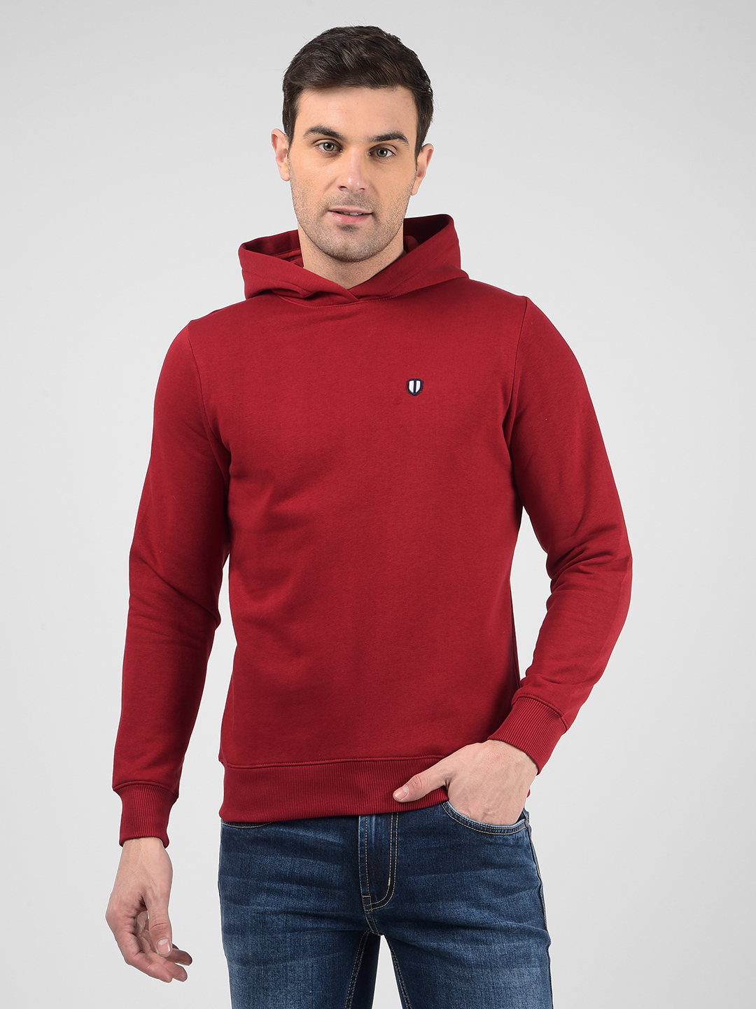 Numero Uno Men Solid Red Sweat Shirt